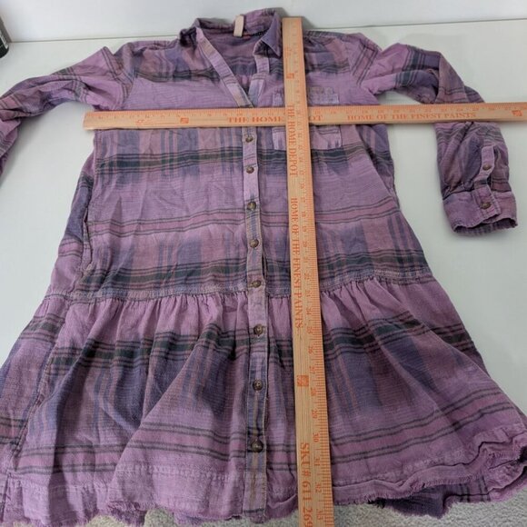 Pilcro Plaid Tangier Mini Shirt Dress Womens Size Large Purple Long Sleeve - Picture 12 of 14